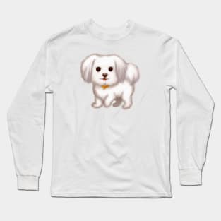 Cute Maltese Dog Drawing Long Sleeve T-Shirt